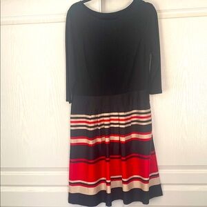 Jones New York-Elegant Striped Black and Red Dress